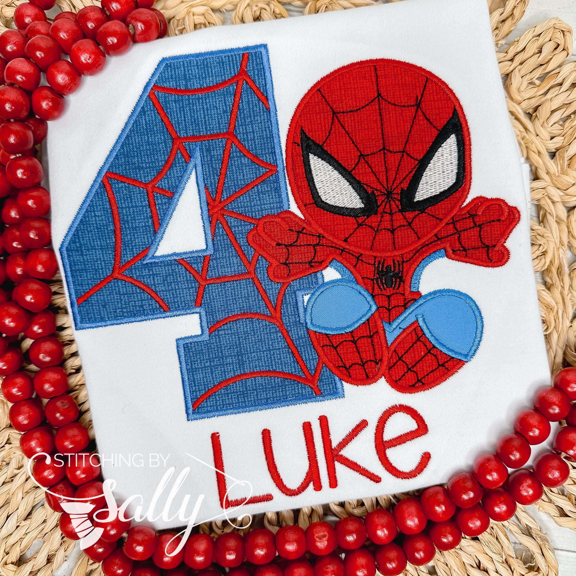 Red and Blue spider man birthday shirt
