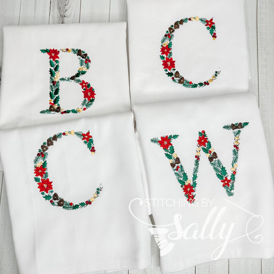 Embroidered Personalized Christmas Kitchen Tea Towel