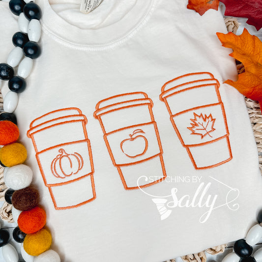 Pumpkin Spice Latte Embroidery Shirt