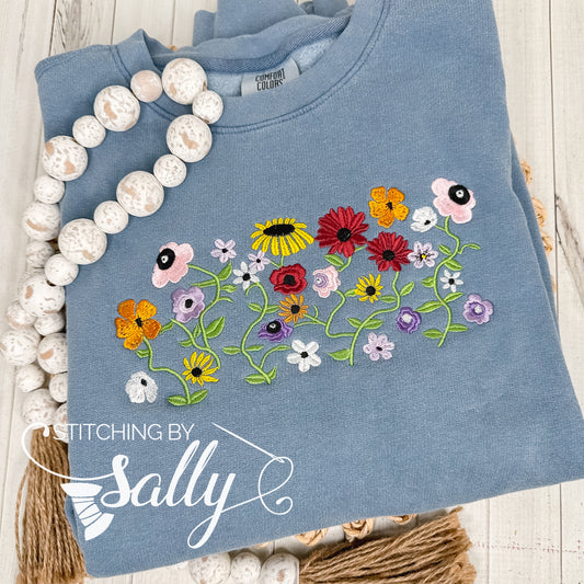 Surprise Song Embroidered Flowers, Wildflowers Crewneck, Inspired by Acoustic Set Piano Flowers, TS