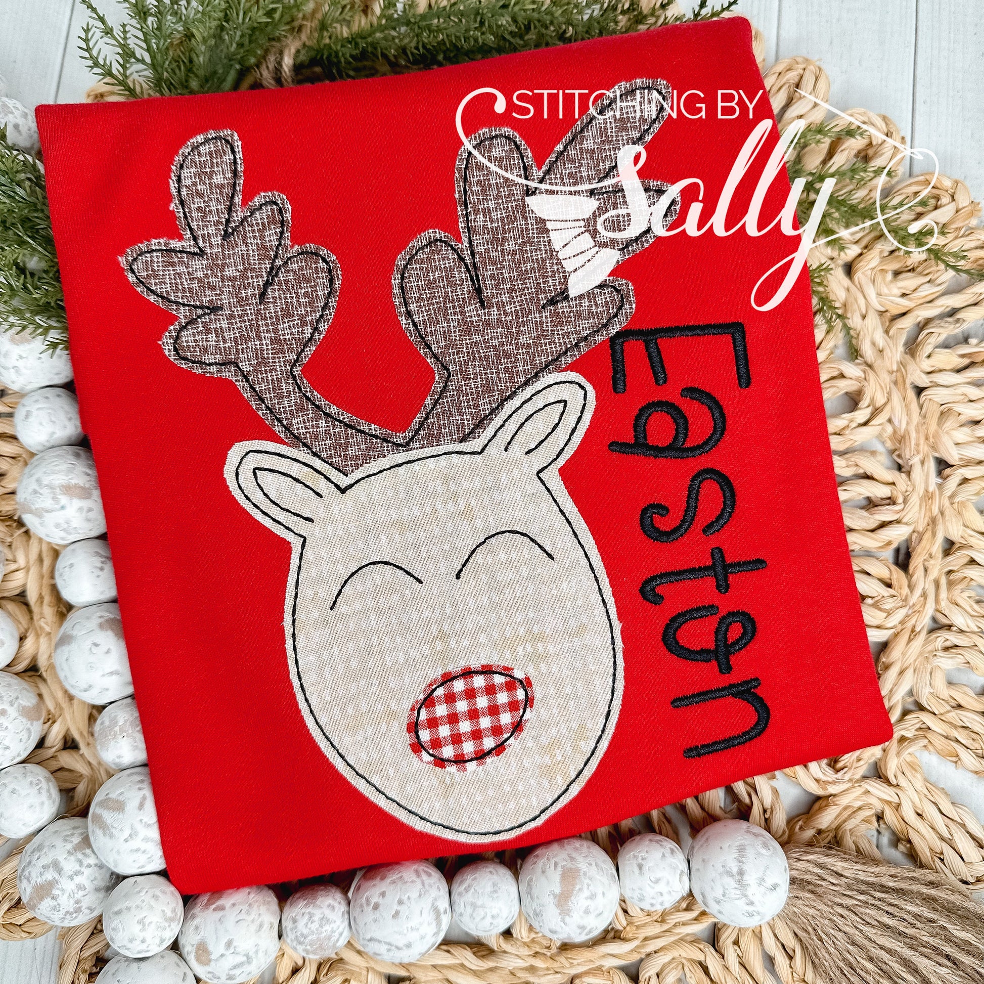 Boys Reindeer Applique Shirt, Christmas Shirt