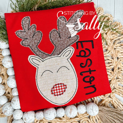 Boys Reindeer Applique Shirt, Christmas Shirt