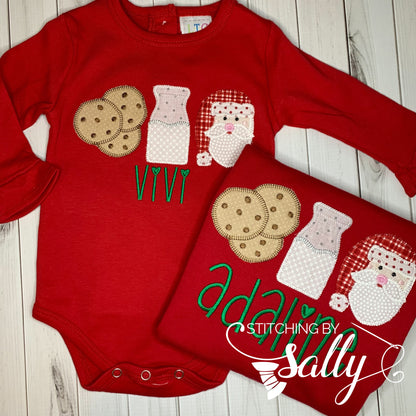 Milk and Cookie Applique Shirt, Cookies with Santa