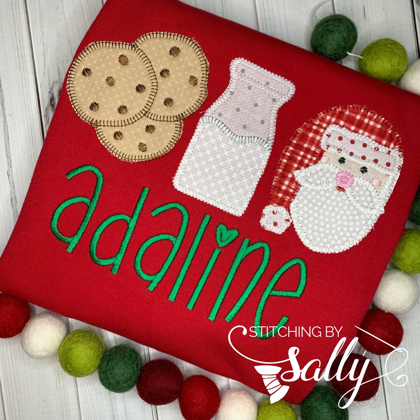 Milk and Cookie Applique Shirt, Cookies with Santa