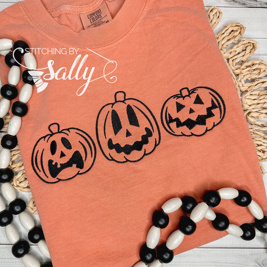 Jack o Lantern trio embroidery shirt