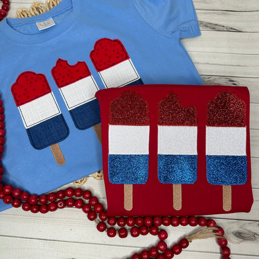 Boys Firecracker Popsicle Applique Patriotic Shirt, 4th of July shirt for kids