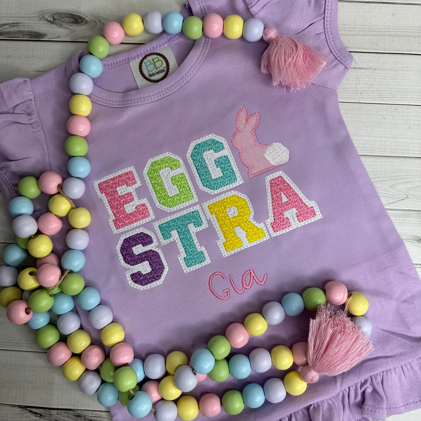 Girls EGGstra Glitter Applique Shirt