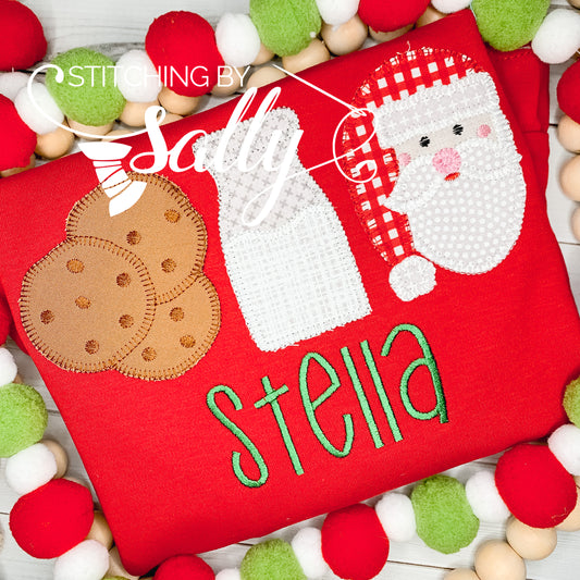 Milk and Cookie Applique Shirt, Cookies with Santa