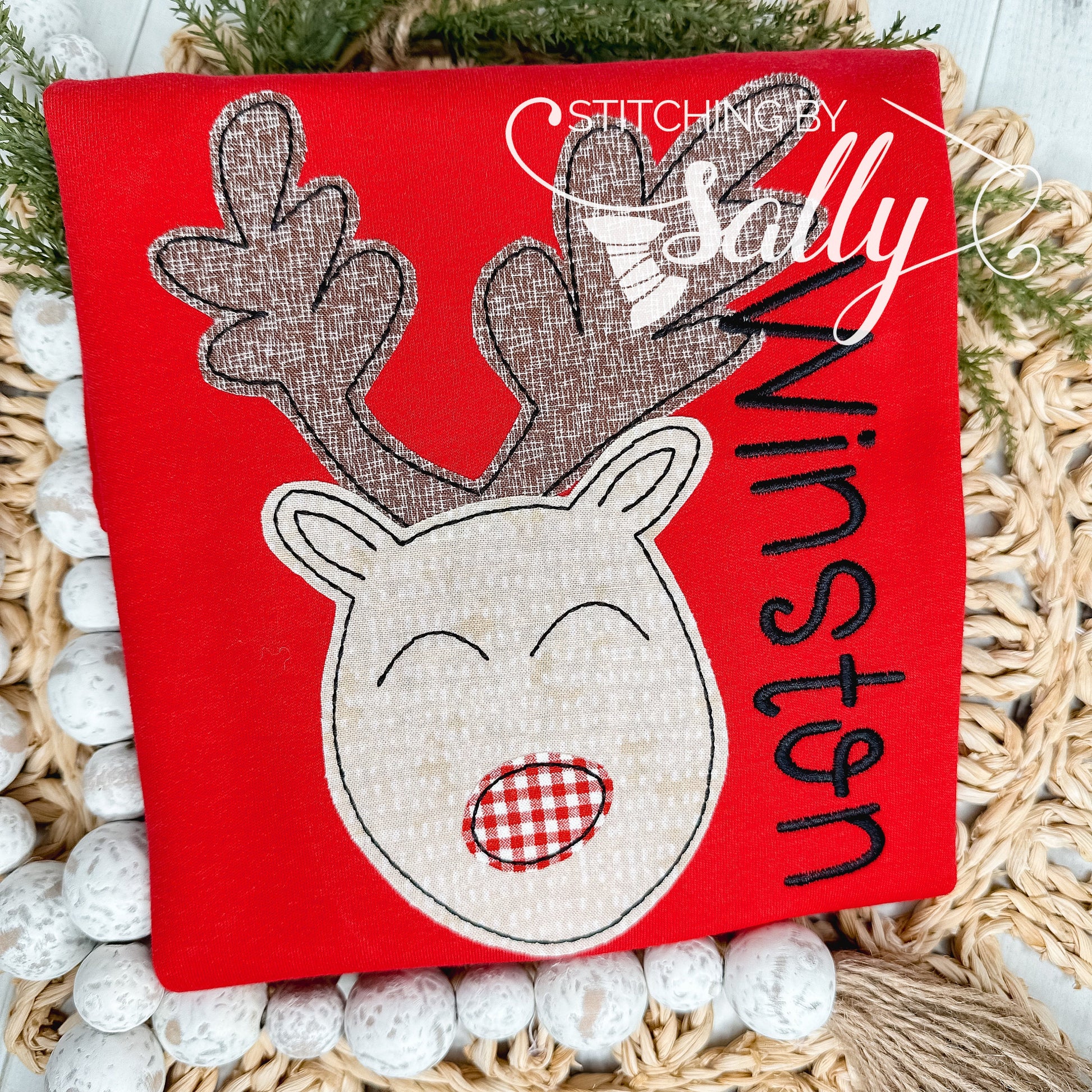 Boys Reindeer Applique Shirt, Christmas Shirt