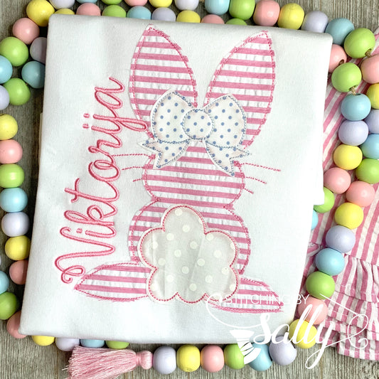 Pink Seersucker Easter Bunny Appliqué Shirt