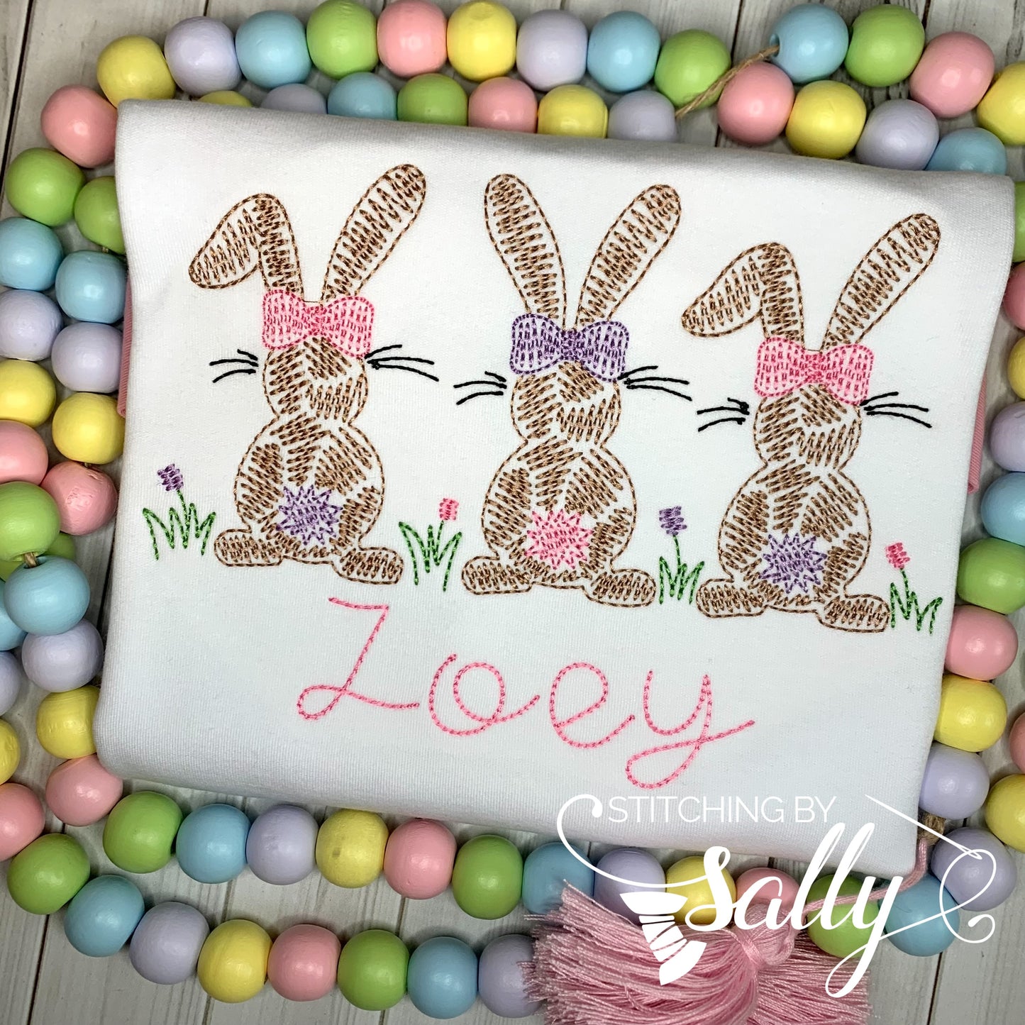 Easter Bunny Trio Embroidery Shirt