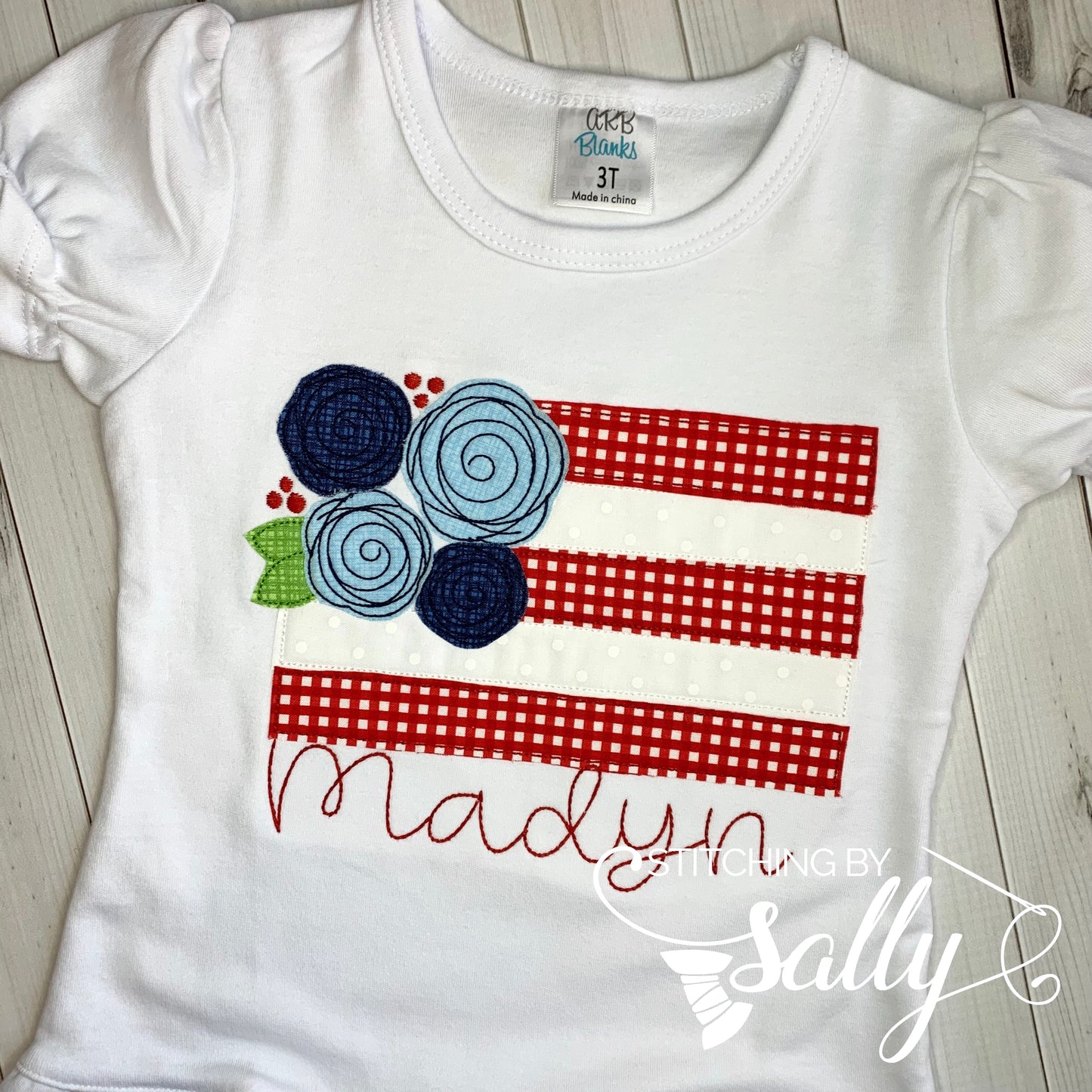 Girls Floral Flag Appliqué Shirt, Fourth of July Shirt