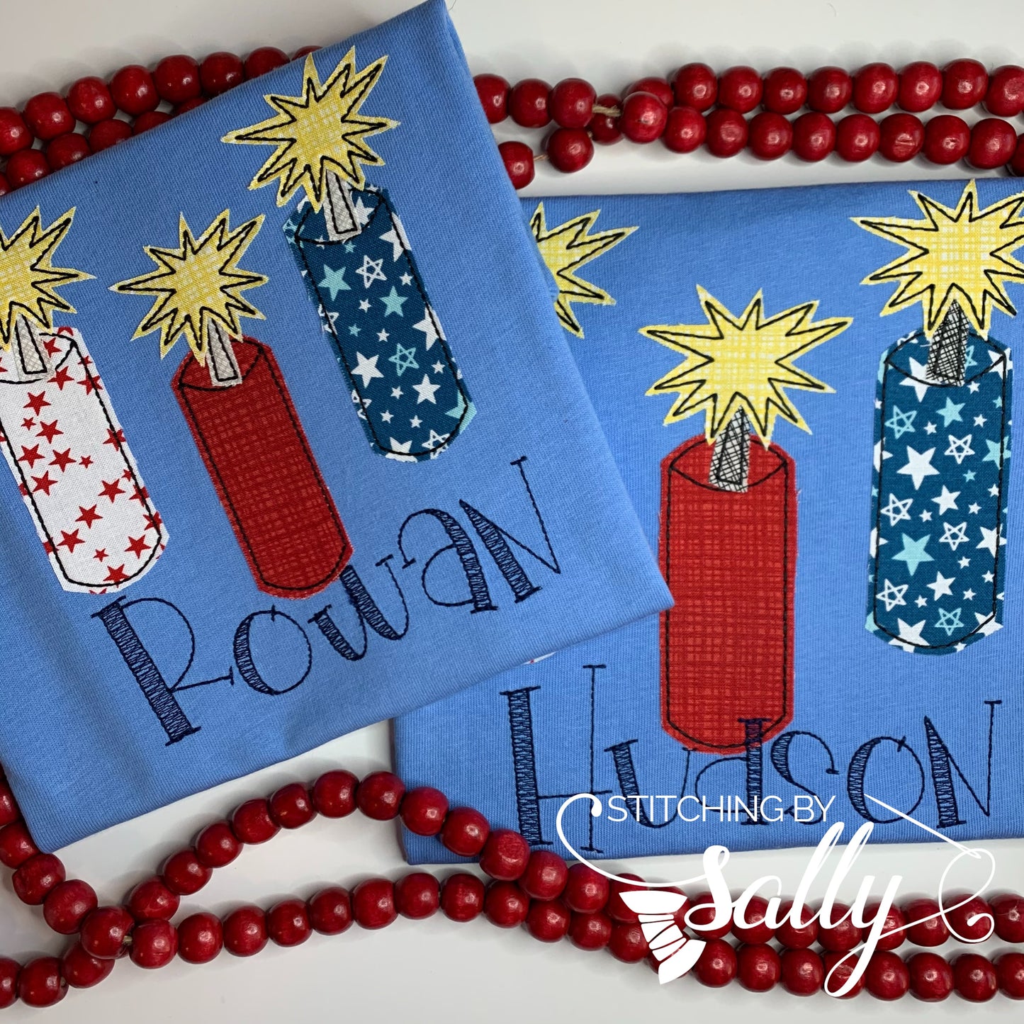 Boys Fireworks Applique Shirt, Custom Patriotic Applique Shirt