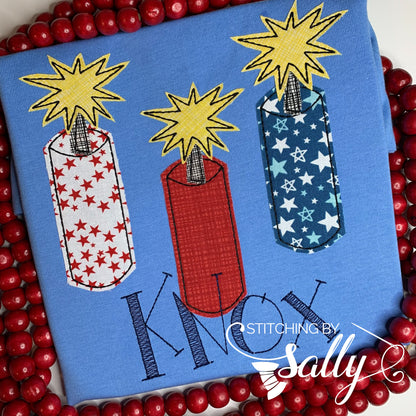 Boys Fireworks Applique Shirt, Custom Patriotic Applique Shirt