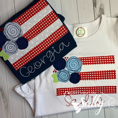 Girls Floral Flag Appliqué Shirt, Fourth of July Shirt