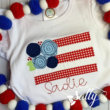 Girls Floral Flag Appliqué Shirt, Fourth of July Shirt