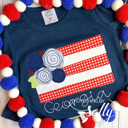 Girls Floral Flag Appliqué Shirt, Fourth of July Shirt