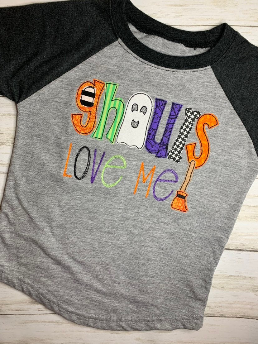 Ghouls Love Me Appliqué Raglan Shirt