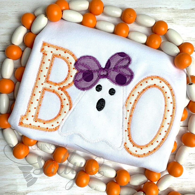 Girls Boo Halloween Applique Shirt