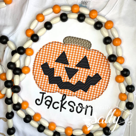 Boys Jack o Lantern Pumpkin Appliqué Shirt