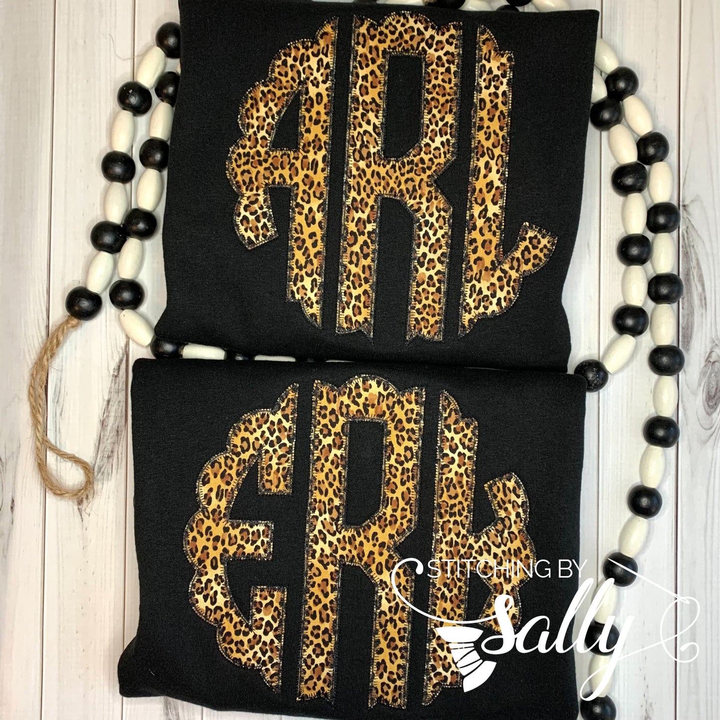 Girls Large Cheetah Print Monogram Appliqué