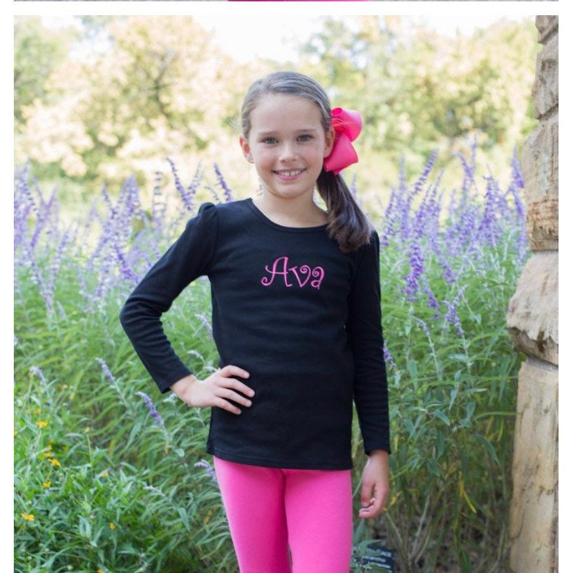 Girls Large Cheetah Print Monogram Appliqué