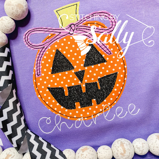 Girls Halloween Jack O’Lantern Appliqué Shirt