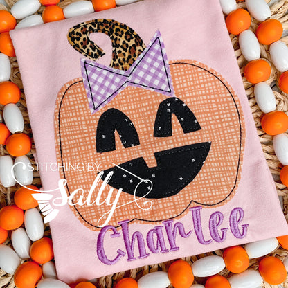 Girly Jack O’Lantern Appliqué Shirt