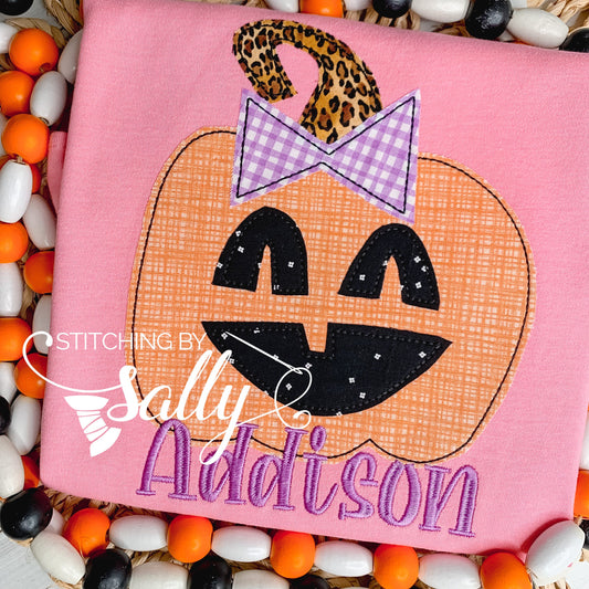 Girly Jack O’Lantern Appliqué Shirt