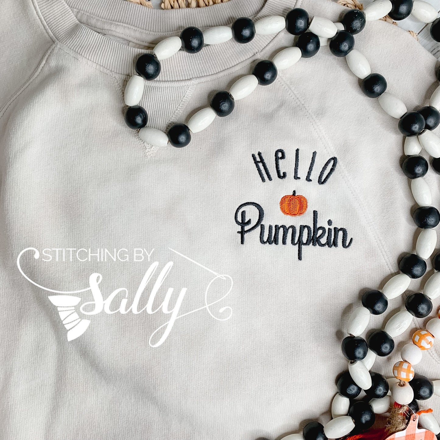 Hello Pumpkin Embroidered Crewneck Sweatshirt