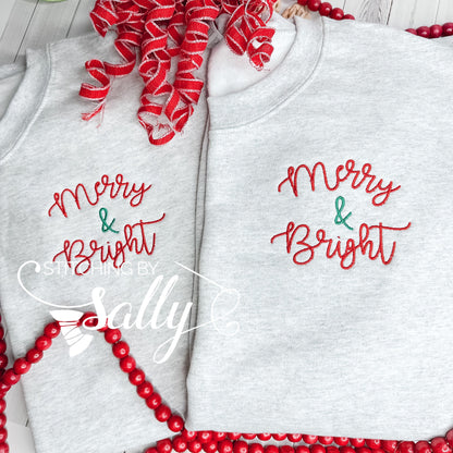 Merry and Bright Embroidered Crewneck Sweatshirt