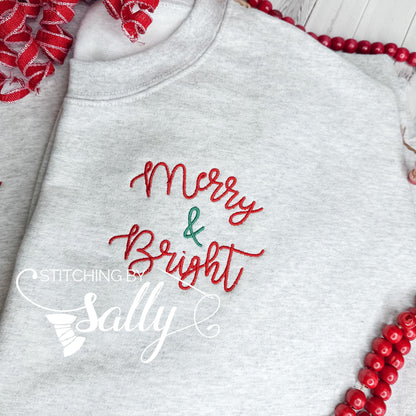 Merry and Bright Embroidered Crewneck Sweatshirt