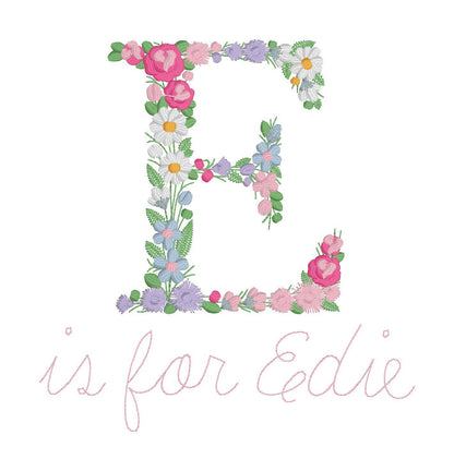 Girls Embroidered Floral Initial with Name Shirt