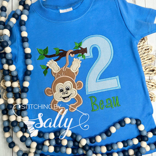 Two Wild Monkey Appliqué Birthday Shirt