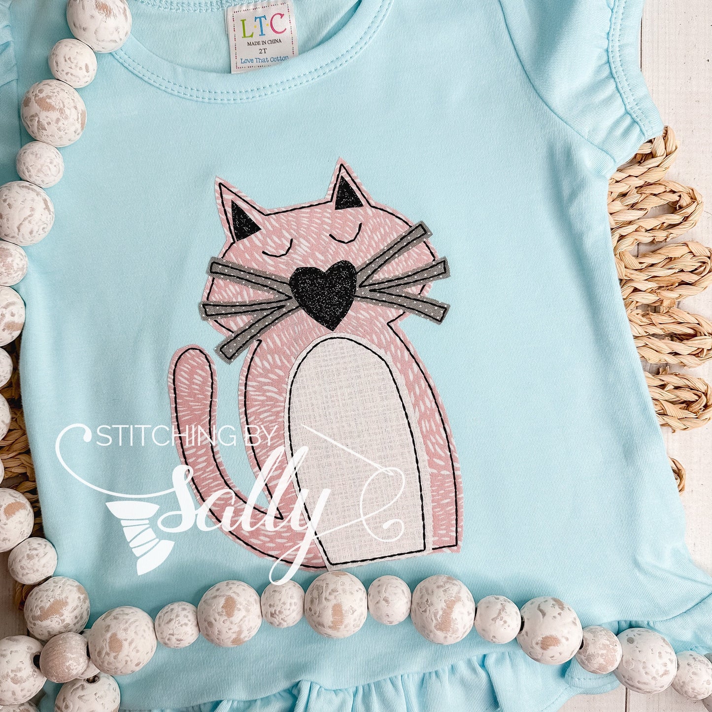 Pink Kitty Applique Shirt, Cat Applique, Toddler Girl Personalized Shirt