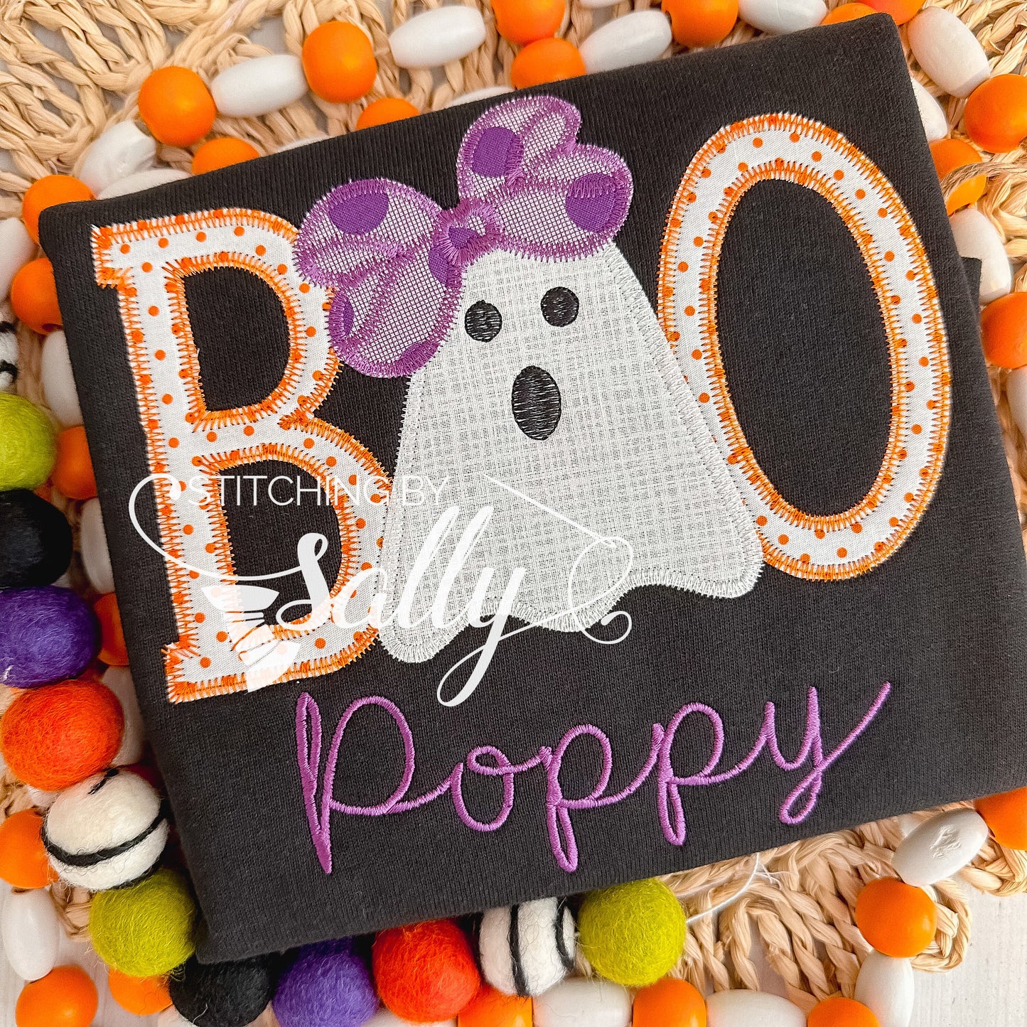 Girls Boo Halloween Applique Shirt