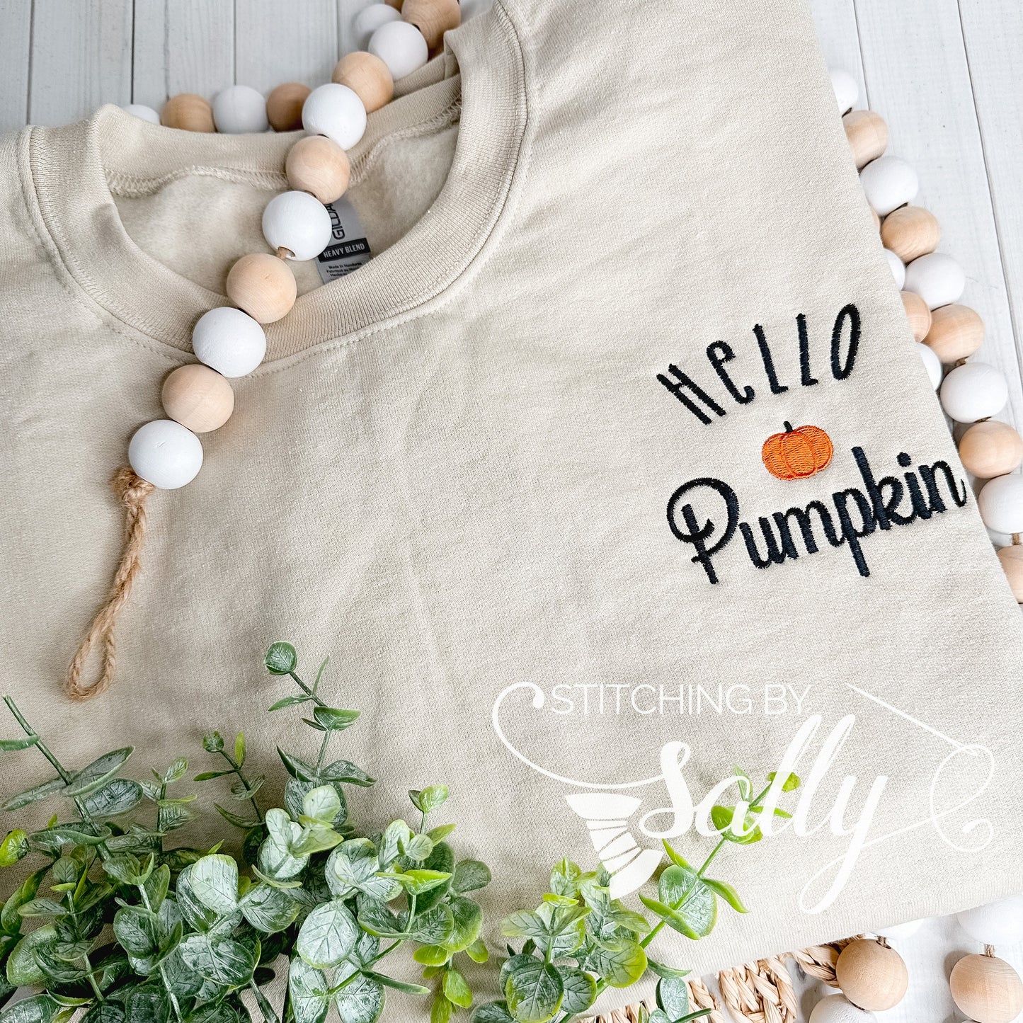 Hello Pumpkin Embroidered Crewneck Sweatshirt