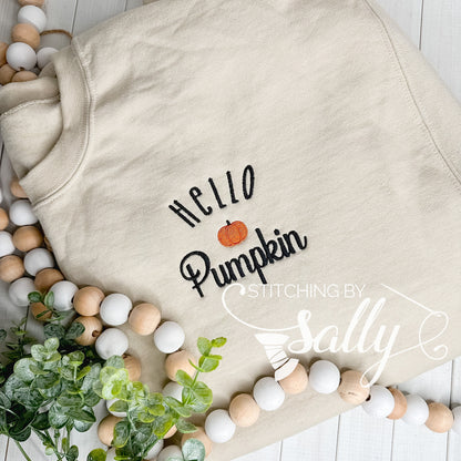 Hello Pumpkin Embroidered Crewneck Sweatshirt