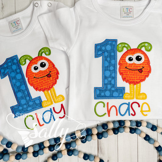 Monster First Birthday Appliqué Shirt