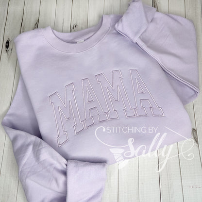 Arched MAMA Lavender Tone on Tone Embroidered Sweatshirt