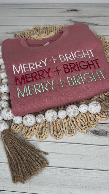 MERRY + BRIGHT Embroidered Sweatshirt